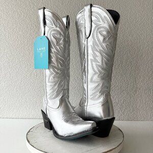 Lane SMOKESHOW Womens Cowboy Boots 7 Silver Trail Western Cowgirl Mid Calf Tall